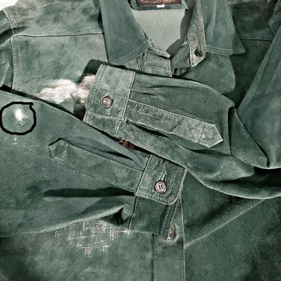 Wanted by Outlaws VTG Button Up Green Suede Shirt Jacket Women's M - Picture 6 of 8
